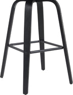 Vienna Modern Swivel Bar Height Stool with Black Faux Leather Seat and Black Brushed Wood Frame Set of 2