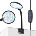 Mini Clip-On Aquarium Light 7W USB Dimmable Fish Tank Lamp with 3 Light Modes (White/RGB/Full Spectrum), 9-Level Brightness, 360° Adjustable Gooseneck for 1–3 Gallon Tanks