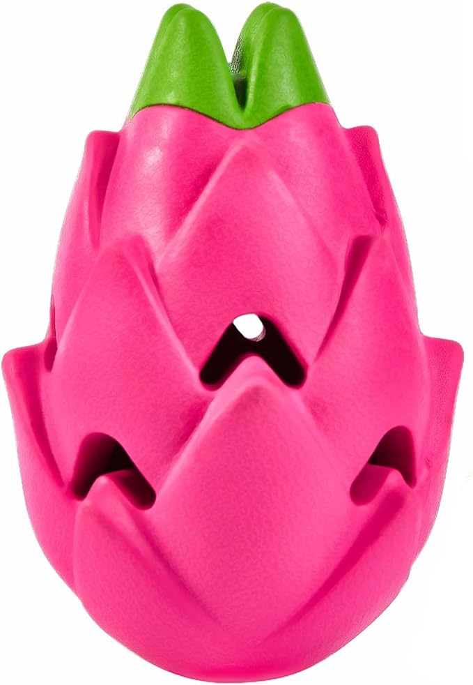 AUSCAT Dog Treat Dispensing Toys, Dispensing Puzzle Dog Toy for Aggressive Chewers, Rubber Dog Treat Dispenser, Interactive Stimulation Dog Food Toys, Pitaya Shape