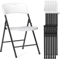 8 Pack Folding Chairs, 700lbs Capacity Heavy Duty Folding Chair with Reinfoced Steel Frame for Indoor/Outdoor Use, White Plastic Foldable Chairs for Party, Patio, Meeting, Wedding and School