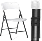 8 Pack Folding Chairs, 700lbs Capacity Heavy Duty Folding Chair with Reinfoced Steel Frame for Indoor/Outdoor Use, White Plastic Foldable Chairs for Party, Patio, Meeting, Wedding and School