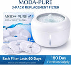 Pet Life ® 'Moda-Pure' Ultra-Quiet Filtered Automatic Dog and Cat Fountain Waterer Feeder 3-Pack Replacement Filters