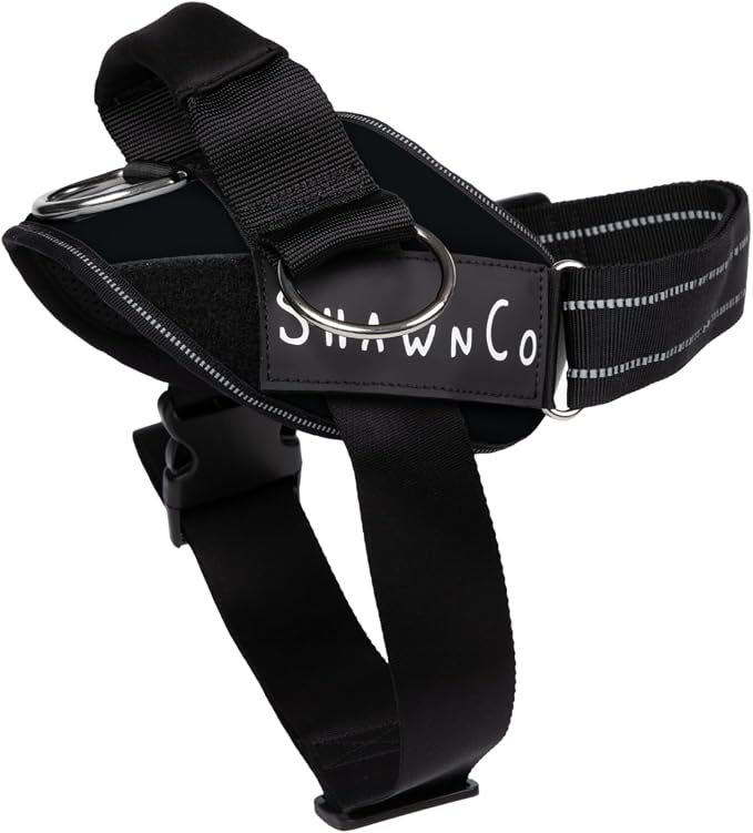 ShawnCo Essential Pro Dog Harness, No-Pull Pet Vest with 3 Leash Clips and Removable, Reflective Side Patches, Adjustable and Padded Harness for Small, Medium and Large Dogs (Midnight, XL)