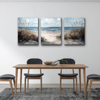 TTHYUEWS Canvas Wall Art For Living Room Wall Decor For Bedroom Modern Office Canvas Art Office Decor Blue Sea Beach Wall Paintings Prints Pictures Artwork Ready To Hang Home Decor 20" X 28"3 Piece