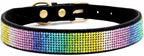 Serijoars Small Dog Collar with Rhinestone Crystal Diamond Colorful Bling Girl Puppy Cat Collars (XS, Black2)