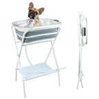 BWOGUE 2 in 1 Portable Dog Bath Tub Elevated Collapsible Dog Bathtub Washing Station with Drainage Hole for Bathing, Shower and Grooming, Pet Tub for Puppy Small Medium Dogs Indoor and Outdoor