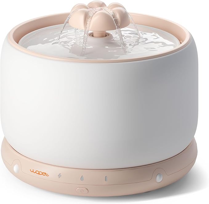WOPET Wireless Cat Water Fountain, Cordless Ceramic Pet Water Fountain with 5000mAh Rechargeable Battery, 3L/101oz Premium Cat Water Dispenser for Cats & Small Dogs,Ultra Quiet & Triple Filtration