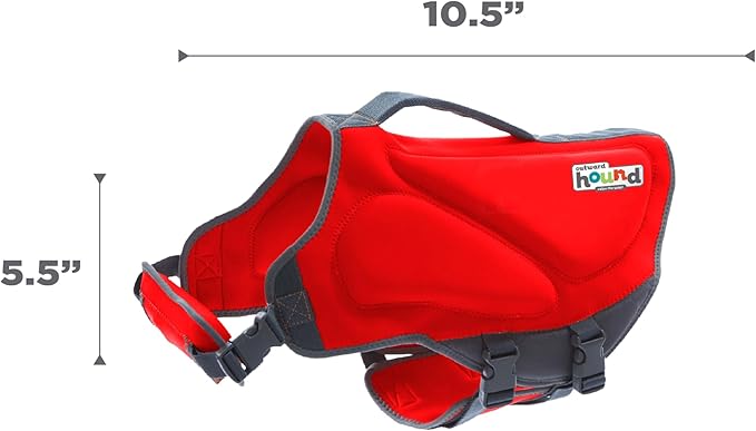 Outward Hound Dawson Swim Dog Life Jacket, High-Performance Neoprene Dog Life Vest for Swimming, Boating, and Water Safety, Small, Red