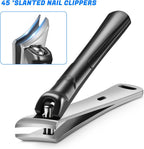 Toenail Clippers for Seniors Ingrown Thick Toenails, 2025 Angled Head Toe Nail Clippers with Catcher, Heavy Duty 45° Slanted Toenail Clippers, 37mm Wide Opening Nail Cutter with Long Handle, 6PCS