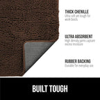 GORILLA GRIP SoakSTOPPER Dog Door Mat, 70x24 Machine Washable Rug Absorbent Doormat Captures Moisture Mud Dirt, Quick Dry Soft Chenille Entryway Rugs Indoor Entrance Mats for Dog Paws, Brown