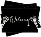 Halloween Skeleton Placemats Set of 4, 12x18 Inch Welcome Decorative Table Mats, Washable Heat Resistant Place Mats for Kitchen Dining Table, Spooky Themed Decoration for Home-B12