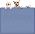 39.4"x29.5" Large Pet Food Mat, Silicone Dog Mats for Food and Water, Nonslip Pet Feeding Mats for Floors,Dog Cat Bowl Mat with Raised Edges, Lake Blue