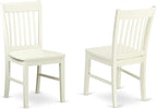 East West Furniture NFC-LWH-W Norfolk Dining Room Chairs - Slat Back Solid Wood Seat Chairs, Set of 2, Linen White