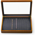 Oirlv Solid Wooden Necklace/Bracelet/Pendant Jewelry Organizer Box 13 Lattice Necklace Showcase Display Holder