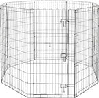 Amazon Basics Foldable Octagonal Metal Exercise Dog Playpen - Indoor/Outdoor, Single Door, Extra Large (8 Panels, 24 x 48), Easy to assemble and store customize, 48" - X-Large, Black