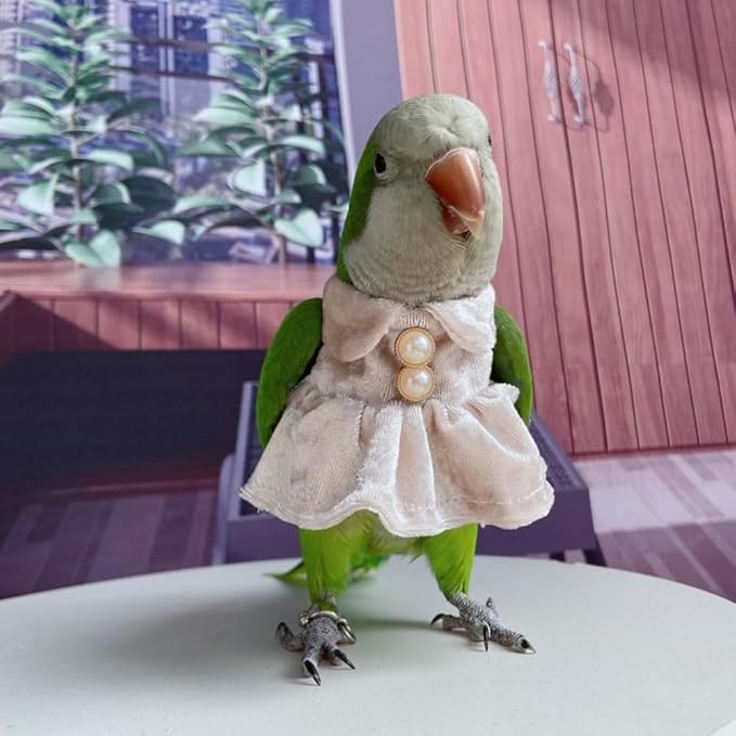 Bird Costume Bird Diaper Flight Suit Parrot Velvet Fleece Skirt Clothes Cosplay Photo Prop for Conure Lovebird Parakeet Cockatiel Macaw Small Animals Apparel (Pink,Sulphur-Crested Cockatoo)