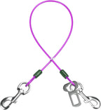 Dog Seat Belt Harness for Car,Dog Seatbelt of Coated Wire Leash Safety Restraint,No Chew Tether Cable Vehicle,Double Clips & Latch(Purple, 32 inch/80 CM)