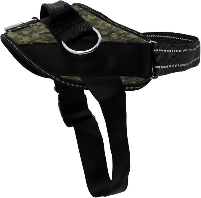 ShawnCo Essential Dog Harness, No-Pull Pet Vest (Military Camo,L) | 3 Leash Clips, Easy On, No-Choke, Reflective, Adjustable Fit, Padded Comfort, Control Handle, For Small, Medium & Large Dogs