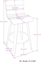SIMPLIHOME Roland Swivel Bar Stool - 28 inch Seat Height Upholstered Wood Chair in Grey Linen Look Fabric, Mid Century Modern Seating for Kitchen or Bar with Curved Bentwood Back and Footrest