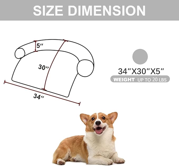 Calming Dogs/Cats Bed Mats, Dog Pad Washable Removable Couch Cover, Plush Long Fur Mat for Pets, Waterproof Lining, Perfect for Small, Medium and Large Dogs and Cats (Light Gray, 34"x30")