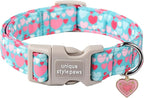 Unique style paws Valentine's Day Dog Collar Plastic Buckle Collar with Pendant Colorful Love Heart Gift Wedding Small Medium Large Boys Girls Dogs