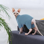 ROZKITCH Cat Jumper, Breathable Soft Jumpers for Sphynx Only, Coat with Four Legs, Warm Sweater T-Shirt Pajamas Jumpsuit Vest Cornish Rex, Devon Rex, Peterbald Blue 2XL