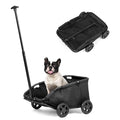 Mini Dog Strollers for Mini Pets, Foldable Multifunctional Shopping Carts with Extendable Pull Handle, Doggie Wagon Built-in Cushion and Safety Rope with Storage Bag (Black)