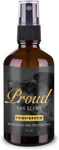 Pride and Groom Proud – Long Lasting Luxurious Dog Grooming Spray & Pet Deodorizer with Uniquely Uplifting, Fresh and Clean Signature Scent, Safe for Sensitive Skin & Noses – 4 fl oz