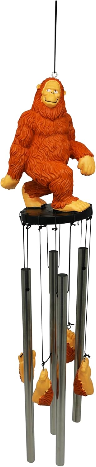 Funny Bigfoot Wind Chime for Outdoors – Sasquatch Yard Décor with Stainless Steel Tubes & Resin Foot Strikers – Unique Garden or Porch Decoration – Hilarious Gift for Cryptid Fans