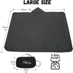 Wearable Warm Camping Blanket Waterproof Windproof Quilted Fleece Stadium Outdoor Blanket with Portable Bag for Cold Weather Camping Picnic Sports Pet Beach Travel Car 79*55 inches Black including Hat