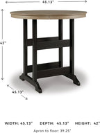 Signature Design by Ashley Fairen Trail Modern Round Bar Table with Umbrella Option , Black & Brown