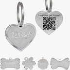Dog Tags Personalized for Pets,Dog Name Tags QR Code,No Subscription Fees,Modifiable Pet Online Profile,Stainless Steel,No App Required,for Dogs and Cats Small,Medium,Large(Heart,Regular)