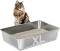 Stainless Steel Litter Box -6in High Sided,XL Metal Cat Litter Box for Big Cats Easy to Clean, Cat LitterBox Metal Pet Toilet for Adult Big Cats,Non Stick, No Smell,23.6"x15.8"x6"