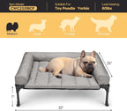 Veehoo Cooling Elevated Dog Bed Add Removable Waterproof Bolster Cushion Mat, Raised Pet Cot with Breathable Teslin Mesh, No-Slip Feet, Dog Couch Bed for Indoor Outdoor, 32x25inches, Grey, CWC2331B