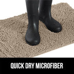 GORILLA GRIP SoakSTOPPER Dog Door Mat, 70x24 Machine Washable Rug Absorbent Doormat Captures Moisture Mud Dirt, Quick Dry Soft Chenille Entryway Rugs Indoor Entrance Mats for Dog Paws, Beige