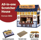 Cat Beds for Indoor Cats, Cardboard Cat House with Scratchers, Korean BBQ, Large Sturdy Cat Furniture Condo Cave Tent, Easy to Assemble Pet Toys Accessories Stuffs, Bunny Small Animals