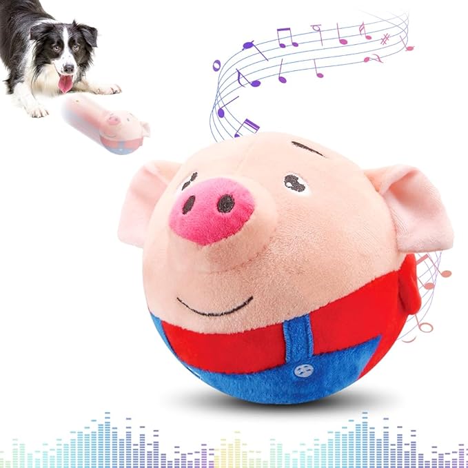 Dog Toys for Small Large Dogs,Puppy Toys to Keep Them Busy,Moving Interactive Squeaky Dog Toy,Active Moving Pet Plush Toy,Small Dog Toys (Red Pig)
