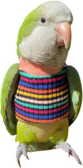 Bird Clothes - Handmade Cotton Stripe Shirt Round Collar Sweater Flight Suit for Parrots African Greys Parakeet Cockatiel Sun Conure Christmas Halloween (with Diaper,2XL)