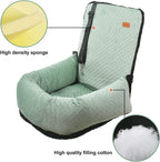 Dog Car Seat for Small Medium Dogs Up to 40lbs, Detachable Washable Soft Pet Booster Travel Bed for Front & Green Seat with Safety Leash Belt