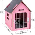 Dog House Indoor for Small Dogs or Cats, Cozy Wooden Design, Small Indoor Bed House, with Air Vents and Elevated Floor Warm Dog Cave (Large Pink)