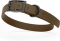 Dogline Biothane Waterproof Dog Collar Strong Coated Nylon Webbing with Black Hardware Odor- Proof for Easy Care Easy to Clean High Performance Fits Small Medium or Large Dogs, Dark Chocolate Brown