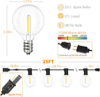 Svater Outdoor String Lights LED 25 FT, Patio Globe Lights with 13 Plastic G40 Bulbs, Waterproof Dimmable Outside Hanging Light for Backyard Bistro Cafe Porch Party Decor, 2700K Warm White