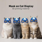 Cat Bat Mask Halloween Costumes Accessories for Cats, Cat Bat Cosplay Apparel (Medium, Blue Captain)