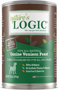 Nature's Logic Grain-Free Canned Dog Food - 95% Animal Proteins - 100% Natural Wet Dog Food Cans - No Common Allergens - All Life Stages - Ideal for Sensitive Dogs - Venison (13.2 oz, 12 pack)