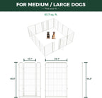 FXW Homeplus Unleashed Indoor Dog Playpen - Stress-Free and Safe Play, Heavy Duty 45 Inch 16 Wire Panels Dog Pen for Large Dogs, White│Patented