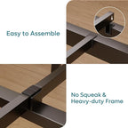 Bestier Queen Bed Frame with Storage Headboard and Charging Station, Grey Platform Bed Frame with LED Light, Non-Slip Metal Bed Frame, Noise-Free, Easy Assembly