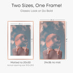 Homeforia 24 x 36 Poster Frame Rose Gold, Premium 24x36 Puzzle Frame Metal Matted to 20x30 Photo, 36 x 24 Picture Frame with Mat for 20 x 30 Photo, Tempered Glass, Wall Hook Included, Set of 1