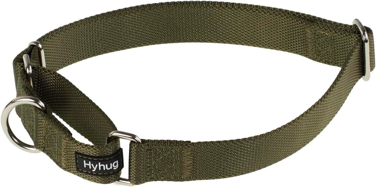Hyhug Pets Premium Upgraded Heavy Duty Nylon Anti-Escape Martingale Collar for Boy and Girl Dogs Comfy and Safe - Professional Training, Daily Use Walking. (Army Green, Medium)