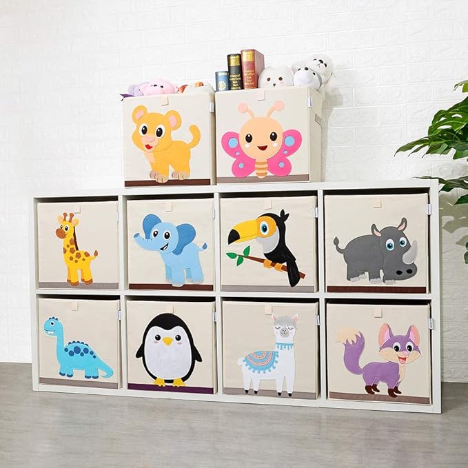 CLCROBD Foldable Animal Cube Storage Bins Fabric Toy Box/Chest/Organizer for Kids Nursery, 13 inch (Rhino)