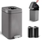 Dog Poop Trash Can Outside, 5L/1.3 Gal Pet Poop Bucket with Lid, Foot Pedal, Dog Waste Container with 40 Bags, Lid Soft Close for Pet, Grey